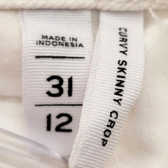 Loft Jeans Women's 31/12 Ivory White High Rise Curvy Skinny Crop Distressed - Picture 6 of 7